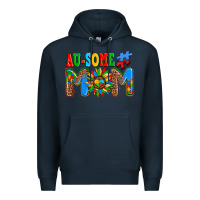 Navy ausome autism mom Premium Hoodie - AdoDesignShop