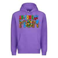 Purple ausome autism mom Premium Hoodie - AdoDesignShop