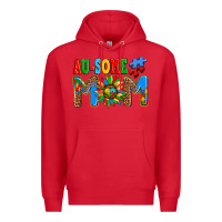 Red ausome autism mom Premium Hoodie - AdoDesignShop