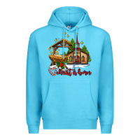 Ocean Blue the church  chrıst is born Premium Hoodie - AdoDesignShop