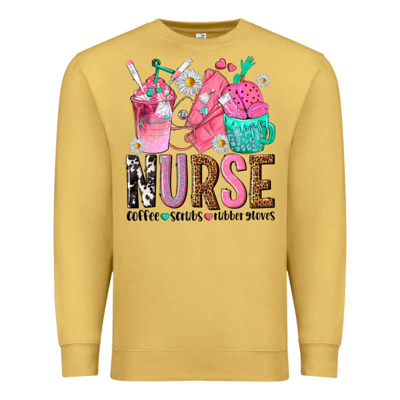 Nurse Coffee Scrubs Rubber Gloves Premium Sweatshirt by texasbilliewilder | Teevron