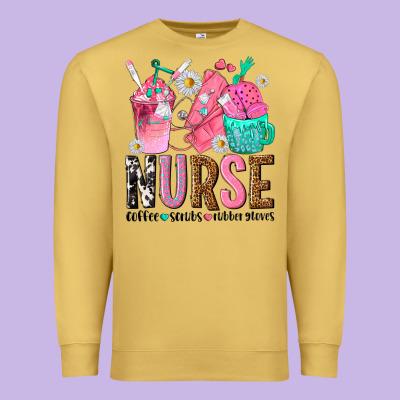 Nurse Coffee Scrubs Rubber Gloves Premium Sweatshirt Designed By Texasbilliewilder