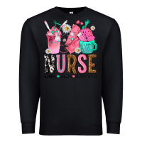 Black nurse coffee scrubs rubber gloves Premium Sweatshirt - texasbilliewilder