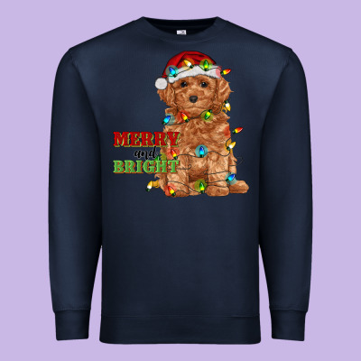 Merry And Bright Toy Poodle Premium Sweatshirt Designed By Ranaportraitstore