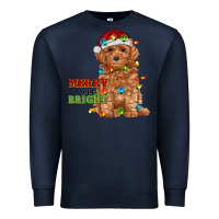 Navy merry and bright toy poodle Premium Sweatshirt - RanaPortraitStore