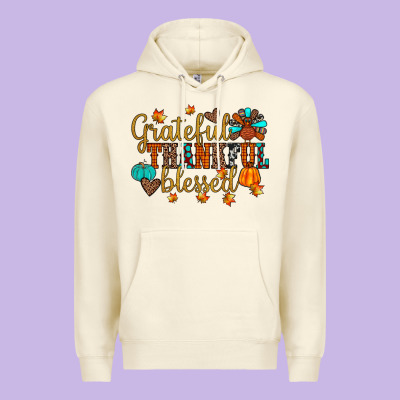 Grateful Thankful Blessed Premium Hoodie Designed By Jahusdesignshop