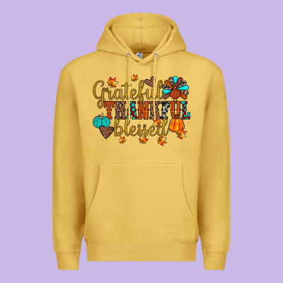 Grateful Thankful Blessed Premium Hoodie Designed By Jahusdesignshop