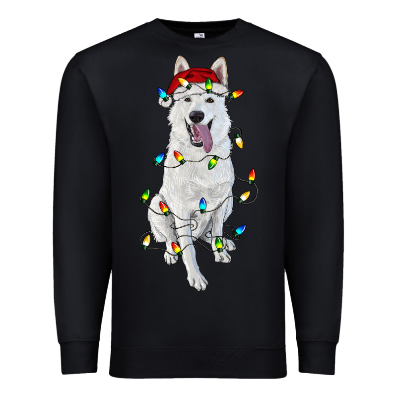 Christmas White Shepherd With Christmas Lights Premium Sweatshirt by RanaPortraitStore | Teevron
