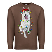 Chestnut christmas white shepherd with christmas lights Premium Sweatshirt - RanaPortraitStore