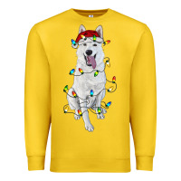 Lemon christmas white shepherd with christmas lights Premium Sweatshirt - RanaPortraitStore