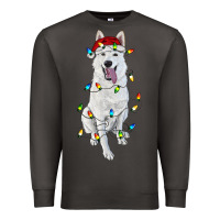 Smoke christmas white shepherd with christmas lights Premium Sweatshirt - RanaPortraitStore