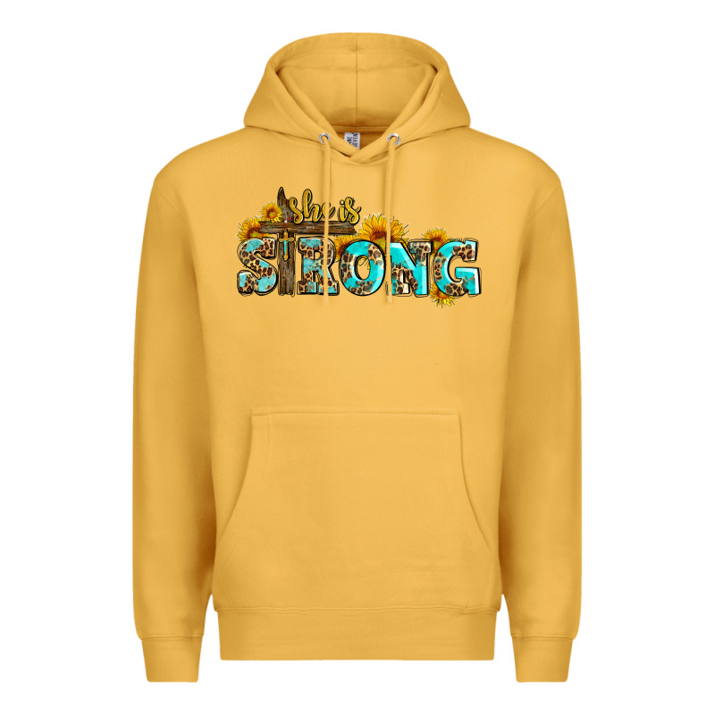 She Is Strong With Cross Premium Hoodie by AdoDesignShop | Teevron