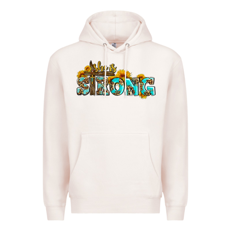 She Is Strong With Cross Premium Hoodie by AdoDesignShop | Teevron