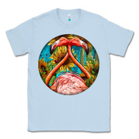 Dusty Blue flamingos with western background Classic Tee - BarkalooDesign
