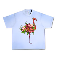 Grape Ice flamingo with tropical flowers Urban Heavy Tee - Artiststas
