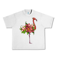 Lunar Rock flamingo with tropical flowers Urban Heavy Tee - Artiststas