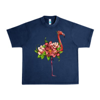 Navy flamingo with tropical flowers Urban Heavy Tee - Artiststas