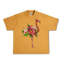 Peanut Butter flamingo with tropical flowers Urban Heavy Tee - Artiststas