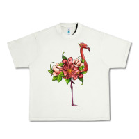 Pistachio flamingo with tropical flowers Urban Heavy Tee - Artiststas