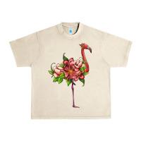 Sandshell flamingo with tropical flowers Urban Heavy Tee - Artiststas