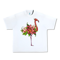 White flamingo with tropical flowers Urban Heavy Tee - Artiststas