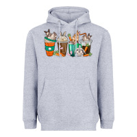 Heather Grey rabbit coffee cups Heavyweight Hoodie - texasbilliewilder