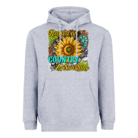 Heather Grey raised on country and sunshine Heavyweight Hoodie - texasbilliewilder