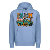 Colony Blue farm life farm animals truck Premium Hoodie - Jasminsmagicworld