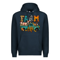 Navy farm life farm animals truck Premium Hoodie - Jasminsmagicworld