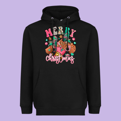 Heavyweight Hoodie pink merry christmas black girl sneakers