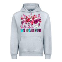 Heather Grey in october we wear pink cancer ribbon with teeth Urban Hoodie - AdoDesignShop