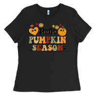 Black hello pumpkin season Ladies Tee - BarkalooDesign
