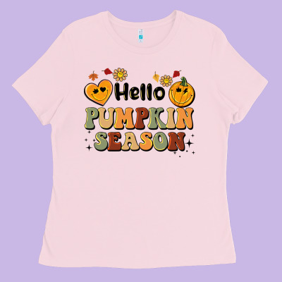 Hello Pumpkin Season Ladies Tee Designed By Barkaloodesign