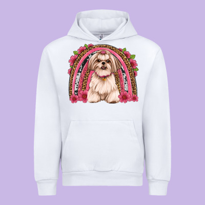 Shih Tzu Floral Rainbow Urban Hoodie Designed By Artiststas