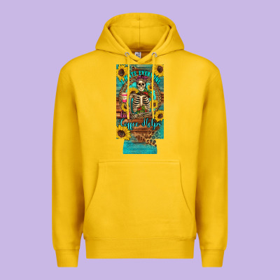I Hate Everyone But Coffee Helps Western Skeleton Coffee Sunflowers 12 Premium Hoodie Designed By Artiststas
