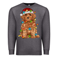 Charcoal Heather toy poodle with christmas lights Premium Sweatshirt - RanaPortraitStore