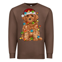 Chestnut toy poodle with christmas lights Premium Sweatshirt - RanaPortraitStore