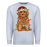 Heather Grey toy poodle with christmas lights Premium Sweatshirt - RanaPortraitStore