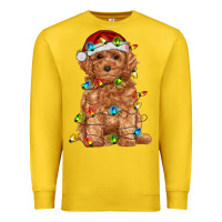 Lemon toy poodle with christmas lights Premium Sweatshirt - RanaPortraitStore