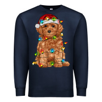 Navy toy poodle with christmas lights Premium Sweatshirt - RanaPortraitStore