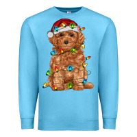 Ocean Blue toy poodle with christmas lights Premium Sweatshirt - RanaPortraitStore