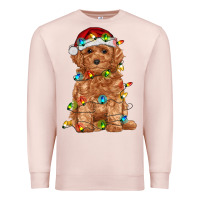 Pale Pink toy poodle with christmas lights Premium Sweatshirt - RanaPortraitStore
