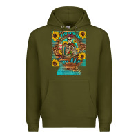 Army Green i hate everyone but coffee helps western skeleton coffee sunflowers 12 Premium Hoodie - Artiststas
