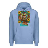 Colony Blue i hate everyone but coffee helps western skeleton coffee sunflowers 12 Premium Hoodie - Artiststas