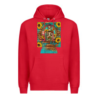 Red i hate everyone but coffee helps western skeleton coffee sunflowers 12 Premium Hoodie - Artiststas