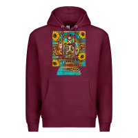 Burgundy i hate everyone but coffee helps western skeleton coffee sunflowers 12 Premium Hoodie - Artiststas