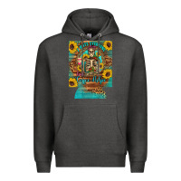Charcoal Heather i hate everyone but coffee helps western skeleton coffee sunflowers 12 Premium Hoodie - Artiststas