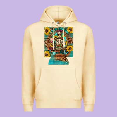 I Hate Everyone But Coffee Helps Western Skeleton Coffee Sunflowers 12 Premium Hoodie Designed By Artiststas