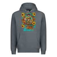 Rock i hate everyone but coffee helps western skeleton coffee sunflowers 12 Premium Hoodie - Artiststas