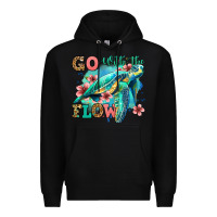 Black go with the flow floral turtle Premium Hoodie - Jasminsmagicworld